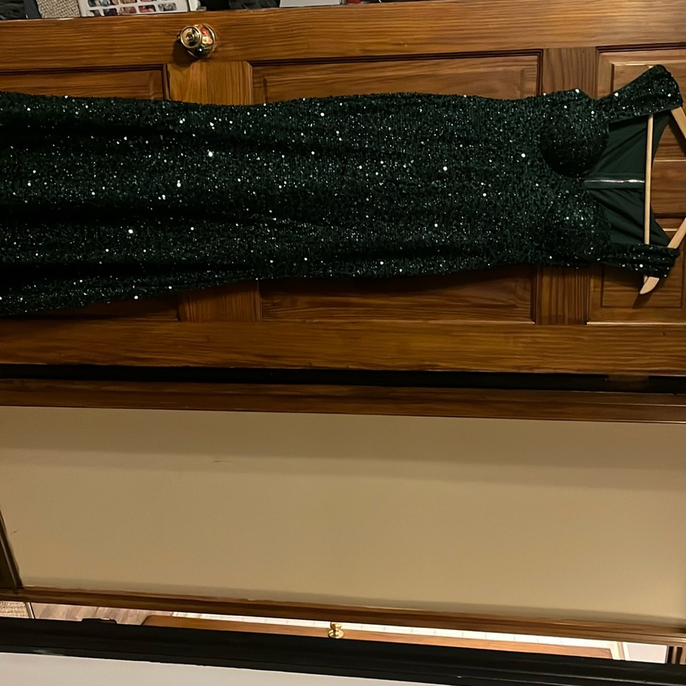 Green sequin evening gown